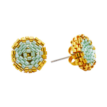 Aretes Diamantes 1 Redondo Dorado Cortos Aqua